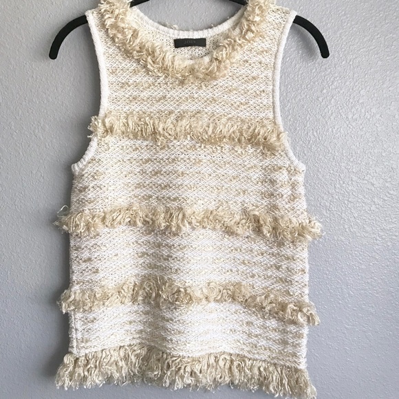 J Crew Sleeveless Striped Shag Fuzzy Sweater - Picture 1 of 5